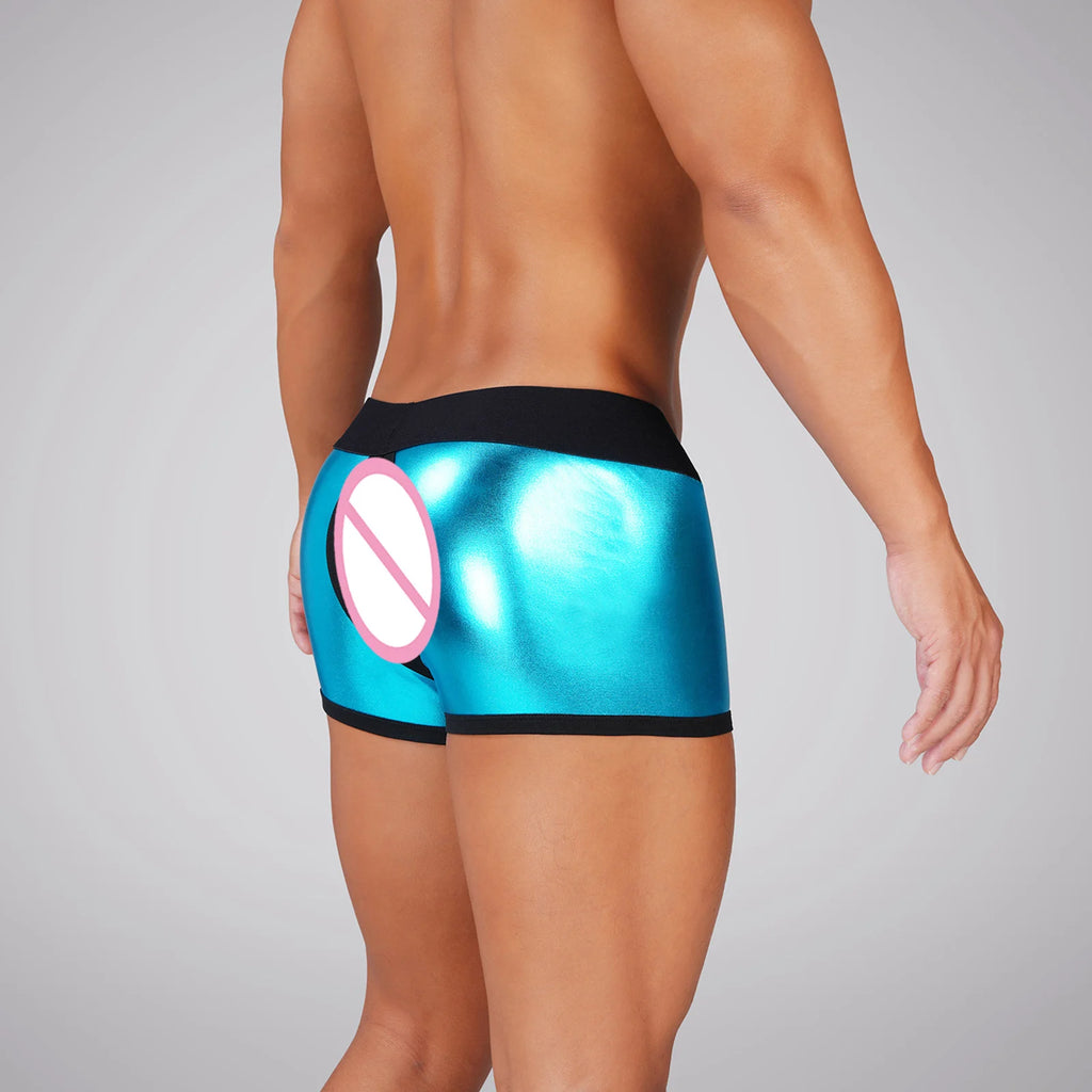 Faux Leather Cock Hole Boxer Briefs - Amoris Boutique