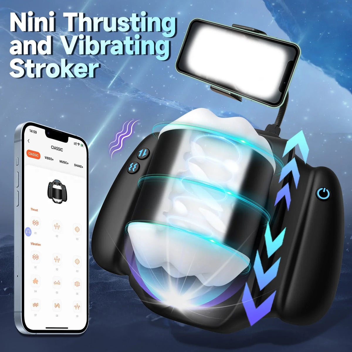Telescopic Male Masturbator App Control - Amoris Boutique