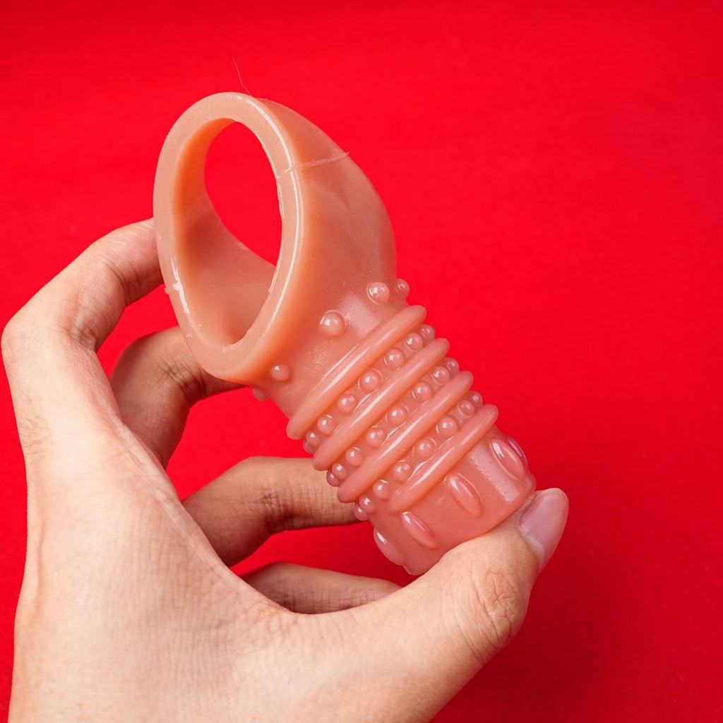 Male Dildo Sleeve Silicone Reusable Condoms Realistic Penis Enlargement Sheath with Cock Ring Prolong Ejaculati Sex Toys for Men - Amoris Boutique