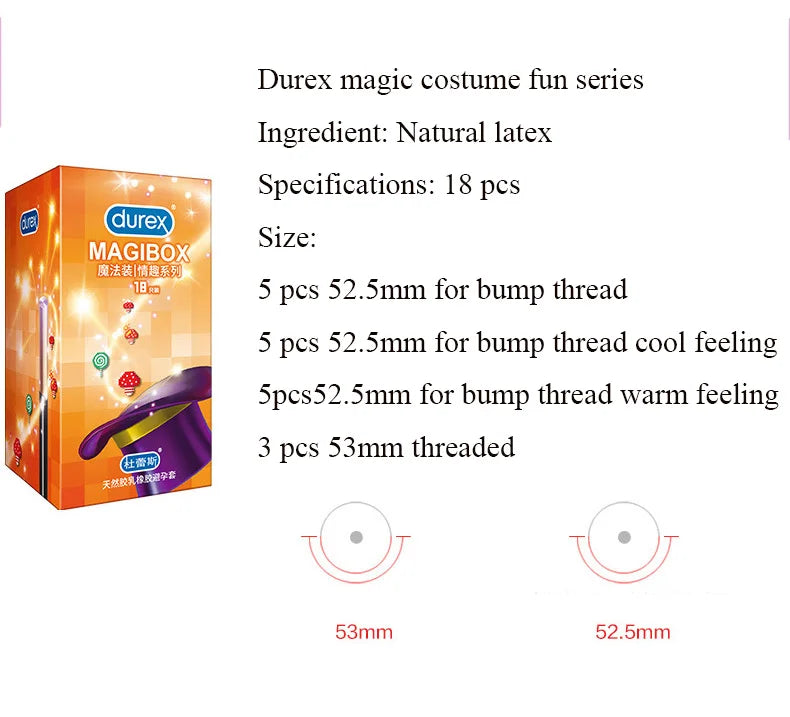 16 PCS Durex Fruity Condoms 4 Style Big Dotted G- Spot Ice Fire Mixed Large Particle Thread Delay Ejaculation Sex Penis Sleeve