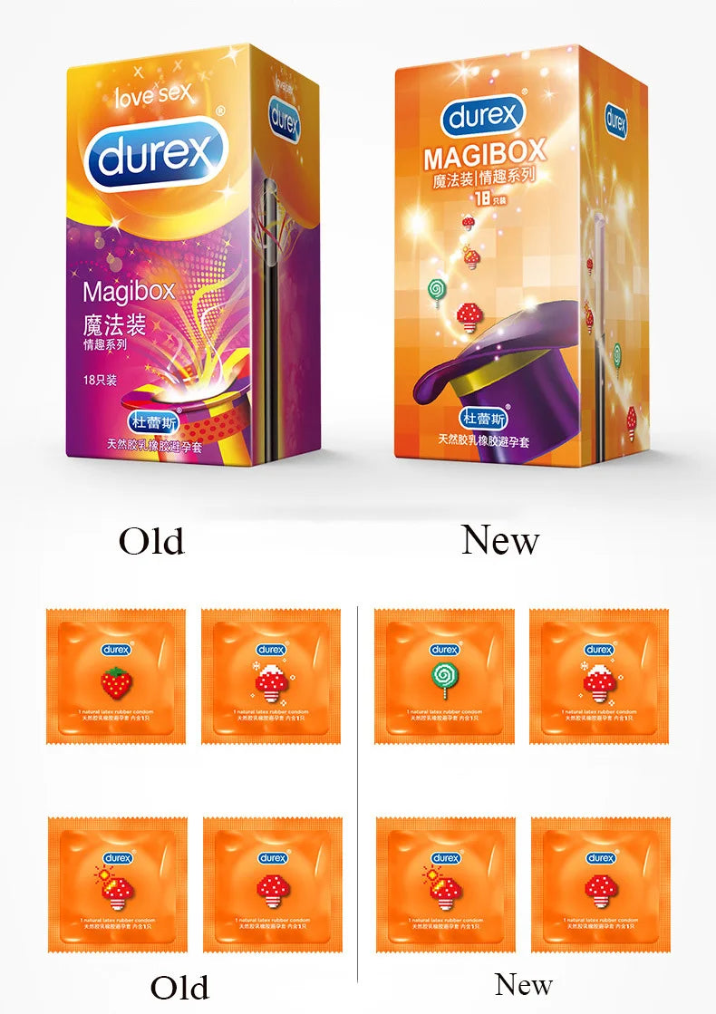 16 PCS Durex Fruity Condoms 4 Style Big Dotted G- Spot Ice Fire Mixed Large Particle Thread Delay Ejaculation Sex Penis Sleeve
