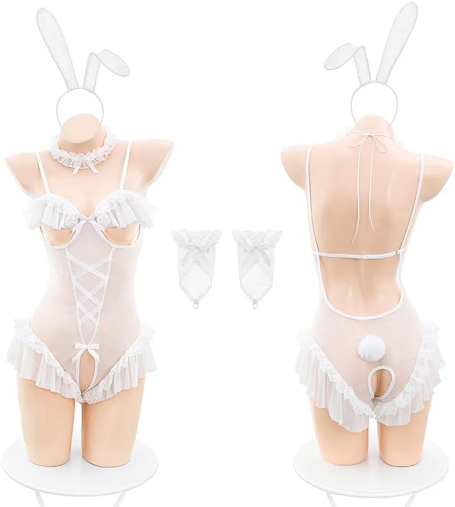 Sexy Bunnygirl Cosplay Costumes Lingerie Perspective Lace Bodysuit - Amoris Boutique