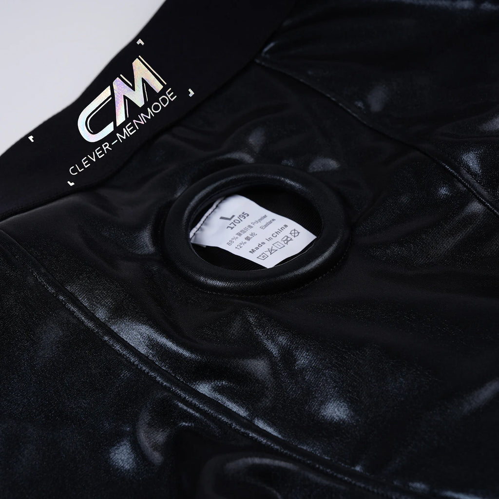 Faux Leather Cock Hole Boxer Briefs - Amoris Boutique