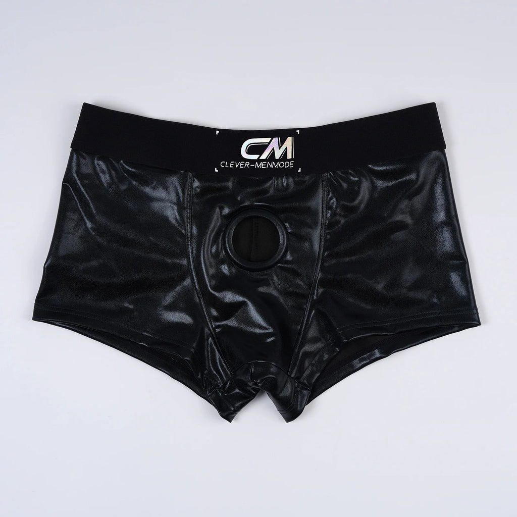 Faux Leather Cock Hole Boxer Briefs - Amoris Boutique