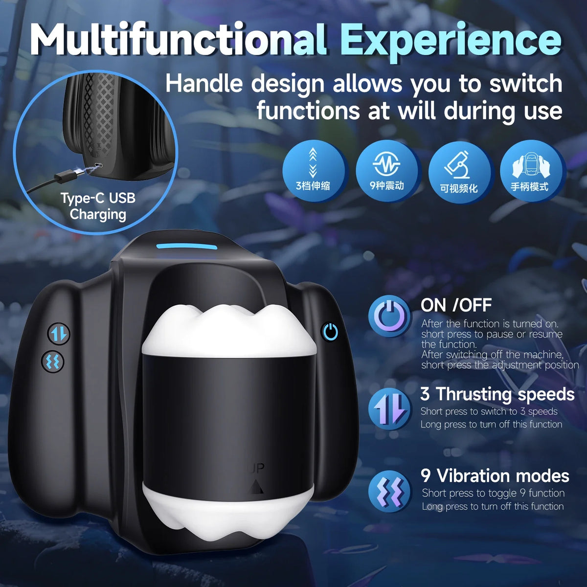 Telescopic Male Masturbator App Control - Amoris Boutique