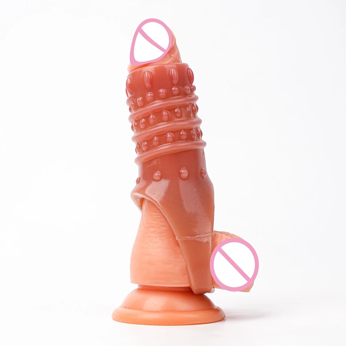 Male Dildo Sleeve Silicone Reusable Condoms Realistic Penis Enlargement Sheath with Cock Ring Prolong Ejaculati Sex Toys for Men - Amoris Boutique