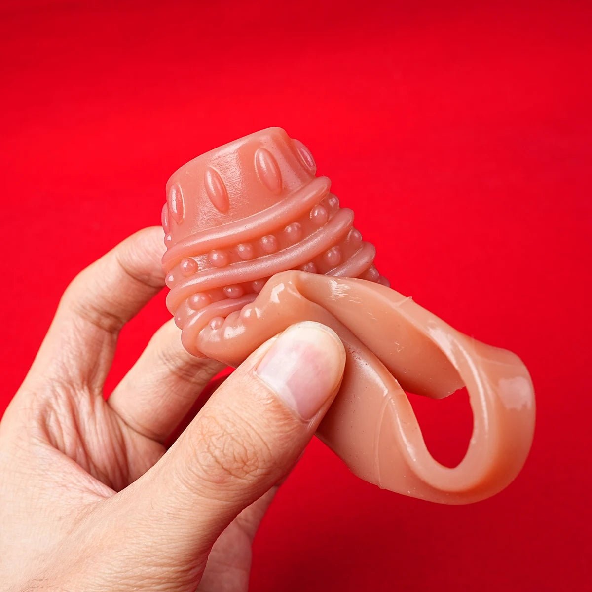 Male Dildo Sleeve Silicone Reusable Condoms Realistic Penis Enlargement Sheath with Cock Ring Prolong Ejaculati Sex Toys for Men - Amoris Boutique